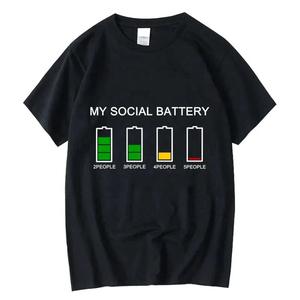 เสื้อยืด PUFFIN SPORTS Custom Social Battery แขนสั้น คอกลม ผ้าคอตตอนเจอร์ซีย์ พิมพ์ลายลำลอง ทรงปกติ สำหรับผู้ชาย - Product Image 2