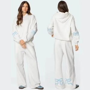 Ensemble de survêtement deux pièces pour femme, hiver, décontracté, respirant, imprimé, en polaire 100% nylon, pour la gym, l'entraînement, le fitness, le jogging - Product Image 4