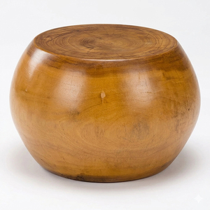 Table basse en bois Monkey Pod, style sculptural moderne, qualité export ODM, construction robuste en forme de tambour, finition miel, mobilier de maison - Product Image 1