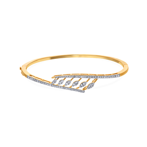 Elegant Women's 14K Yellow Gold Lab Grown Diamond Spiral <b>Bangle</b> <b>Bracelet</b> with Intricate Circular Design Classic Style - Product Image 2