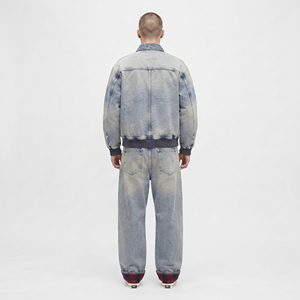 Mens <b>Denim</b> Tracksuit Two Piece Washed Jean <b>Jacket</b> Pants Set Heavyweight Cotton Streetwear <b>Denim</b> Jeans Tracksuits Men's - Product Image 5