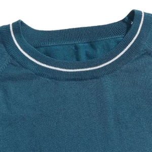 Custom Logo Men's Knitted <b>T</b>-<b>Shirt</b> Contrast Tipped Collar Ringer Tee <b>Raglan</b> Sleeve Cotton Knit Top Wholesale - Product Image 2