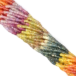 ลูกปัดแซฟไฟร์ทรงรอนเดลหลายเหลี่ยม AAA ขนาด 3 มม. ความยาว 16 นิ้ว สำหรับทำเครื่องประดับ - Product Image 2