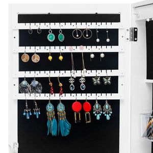 Full <b>Mirror</b> Wooden Floor 1 Shelf 3 Color LED <b>Mirror</b> Lamp 8 <b>White</b> Interior Beads Jewelry Storage <b>Mirror</b> Cabinet - Product Image 3