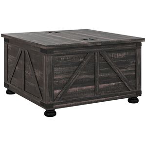 Tavolino da Caffè Quadrato Grande Eco-Friendly Stile Rustico con Contenitore, Tavolo Centrale in Legno per Soggiorno, Realizzato in Ottone - Product Image 1