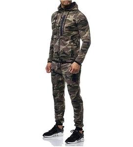 Survêtement camouflage pour homme, manches longues, capuche, fermeture éclair, poches latérales, coupe régulière, style sportif automne, 100 % polyester - Product Image 5