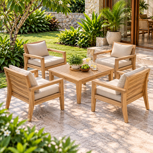 Table Basse Carrée Raden en Teck Massif à Lattes, Moderne et Durable, Meilleure Vente, pour Patio, Jardin, Hôtel, Mobilier d'Extérieur B2B - Product Image 5