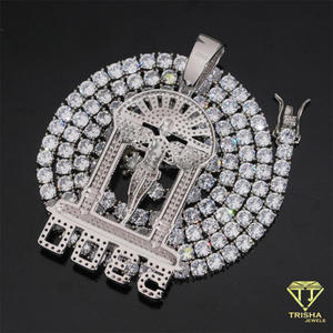 จี้เพชรโมอิสซาไนต์ ประดับด้วยเงินแท้ 925 ดีไซน์แบบฮิปฮอป - Product Image 4