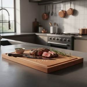 Planche à découper multifonction en bois d'acacia, durable, pour la viande, les légumes, les fruits et le pain, pour la maison, l'hôtel, le restaurant - Product Image 4