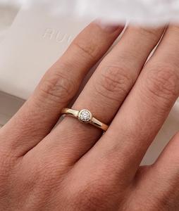 Diamond Stackable <b>Ring</b> 14K Solid Gold Bezel Round Cut Lab Grown Minimalist Everyday Wear Solitaire Chunky Band B2B Factory Price - Product Image 3