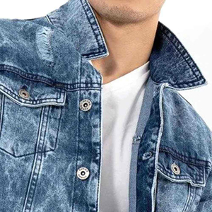 Premium <b>Men</b>’s Distressed <b>Denim</b> <b>Jacket</b> High Quality <b>Denim</b> Fabric Oversized Streetwear Fit Artistic Ripped Details - Product Image 2