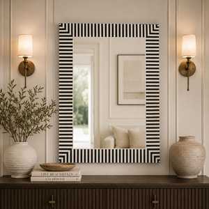 Floral Inlay Large Elegant Bohemian Handmade Eco-Friendly <b>Lightweight</b> Wall <b>Mirror</b> Floral Pattern for Bathroom Use Living Room - Product Image 3