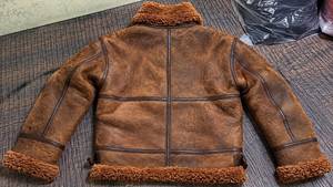 Chaqueta de Cuero Genuino Marrón para Hombre, Estilo Racer, Cuello Alto, Cierre de Cremallera, Sólida, Casual, de Lona, Impermeable, para Otoño e Invierno - Product Image 2