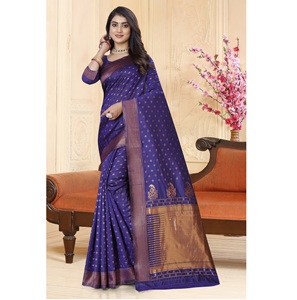 Sari de Seda Banarasi de Alta Calidad para Mujer, Ideal para Bodas, Recepciones y el Festival Diwali, Disponible a un Precio Accesible - Product Image 1