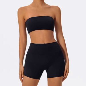 Summer Two Piece Fitness Sports Set Women Workout Yoga Outfit Strapless Bra Woman 2Ps Gym Crop <b>Top</b> - Product Image 2