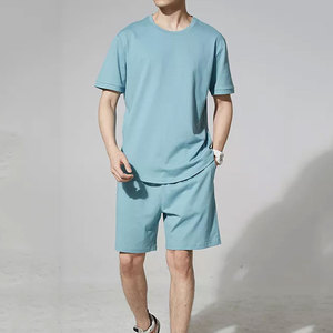 Factory Made Men's Summer Sportswear Premium Quality Oversized Custom Logo OEM/ODM Breathable Cotton Style Summer <b>Twin</b> <b>Sets</b> - Product Image 1
