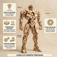 Kit de figurine de robot en bois 3D découpé au laser |   Modèle de puzzle mécanique inspiré du steampunk pour l'artisanat créatif, la décoration science-fiction, cadeau