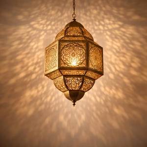 Luxury Metal <b>Moroccan</b> Lamp with Hand Engraved Patterns for Bohemian Interior <b>Decoration</b> and Cozy Lighting - Product Image 4