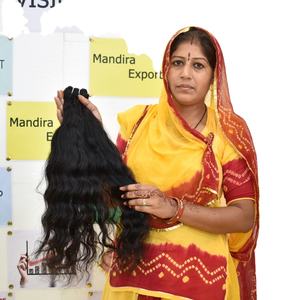 100% Venta al por mayor natural crudo sedoso color negro paquetes ondulado tejido profundo proveedor Sur indio templo extensiones de cabello humano - Product Image 3