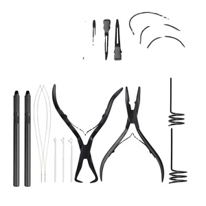 GEMSTONE ENTERPRISES Kit d'outils pour extensions de cheveux en acier inoxydable noir de 5 pouces, pinces durables et réutilisables pour l'installation/dépose, logo personnalisé - Product Image 1