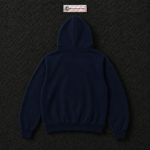 Sudadera con capucha azul marino personalizada con cremallera, estilo gótico oversize, bordado de letras AB, streetwear unisex, sudadera con capucha pesada para hombre - Product Image 6