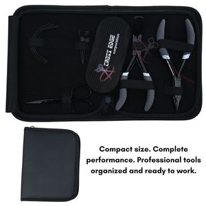 Pince à extensions capillaires micro-anneaux et micro-liens noire, 5 pouces, pour sertissage et retrait de perles, en acier inoxydable, avec ciseaux et séparateur de mèches - Product Image 6