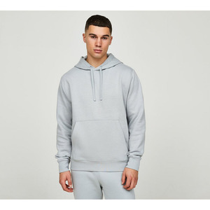Ensemble de jogging décontracté gris clair à capuche pour homme, couleur unie, longueur intégrale, 100 % coton respirant, idéal pour l'automne - Product Image 3