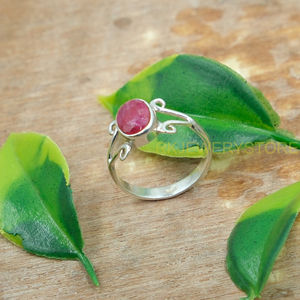 แหวนพลอยสีชมพู แหวนเงินแท้ 925 แหวนหินสีชมพูสำหรับผู้หญิงแหวนแต่งงานทำด้วยมือของขวัญวันเกิดคริสต์มาสเครื่องประดับ - Product Image 6