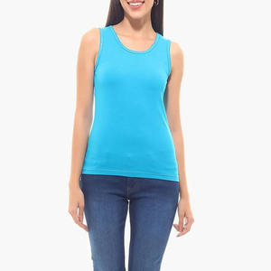 Camiseta sin Mangas Azul Turquesa para Mujer, Corte Ajustado, para Yoga, Gimnasio, Entrenamiento y Uso Casual de Verano - Product Image 3