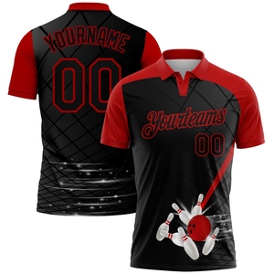 เสื้อโปโลโบว์ลิ่งดีไซน์ลาย 3 มิติ สีดำ-ม่วง-ขาว แบบกำหนดเอง ขายดีที่สุดในอุตสาหกรรมขายส่งโดยตรง - Product Image 4