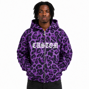 Trendy Skull Camo Hoodies For <b>Men</b> Custom Full Zip 100% Cotton Oversized Graphic Zip-Up Streetwear Winter <b>Pullover</b> OEM Wholesale - Product Image 3