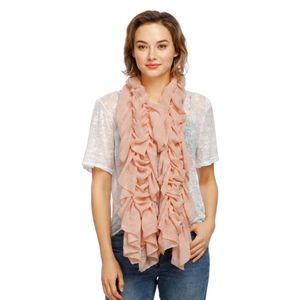 Pink Ruffle Scarf Women Soft Fashion <b>Wrap</b> Shawl Elegant Layered Design Lightweight Neck Accessory Casual Style Winter Apparel - Product Image 5
