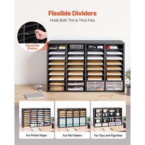 Organizzatore da Ufficio in Legno a 36 Scomparti con Vassoi Portadocumenti Rimovibili in Truciolato - Product Image 3