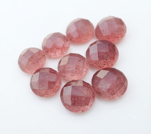 Pierre précieuse naturelle AAA en forme de fraise rose, à dos plat, pour la fabrication de bijoux - Product Image 2