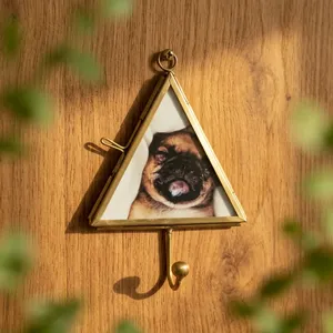 Artisan <b>Design</b> Triangle Brass/Glass Photo <b>Frame</b> with Hook Durable <b>Wall</b> Decor for Home-Model PF1013 - Product Image 5