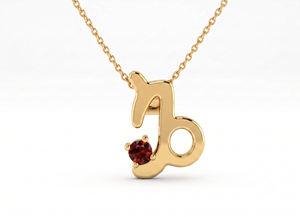 Gold Plated 925 Silver Capricorn Zodiac <b>Pendants</b> Necklace with <b>Garnet</b> Colour Cubic Zirconia Fashionable Jewelry Marking Bulk - Product Image 3