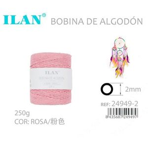 Cordel de algodón rosa de 2 mm, 250 g, para la elaboración de atrapasueños - Product Image 3