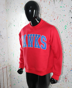 Sweat-shirt à col rond rouge pour homme, imprimé lettres Hawks, 100% coton, coupe classique, pull décontracté, vêtements d'automne, URBAN PRODUCTIONS - Product Image 2