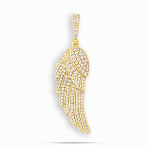 Iced Out <b>Angel</b> Wing Pendant Necklace | Gold Plated Wing Pendant with Tennis Chain | Hip Hop Luxury Necklace for Men & Women - Product Image 1
