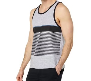 Custom Striped <b>Men</b> Tank Top Performance <b>Gym</b> <b>Vest</b> Breathable Training Singlet Wholesale Streetwear Sleeveless Fitness Wear - Product Image 1