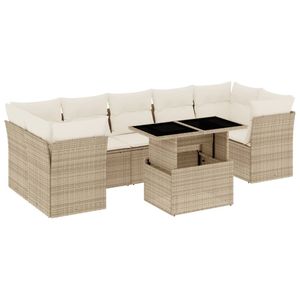 Set di Divani da Giardino in Rattan PE Beige Modulare 8 Pezzi - Product Image 2