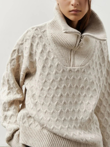 Women's <b>Cable</b> <b>Knit</b> Turtleneck Pullover Full Sleeve Zipper Closure Thick Winter Casual <b>Sweater</b> Anti-Pilling 100% Acrylic - Product Image 6