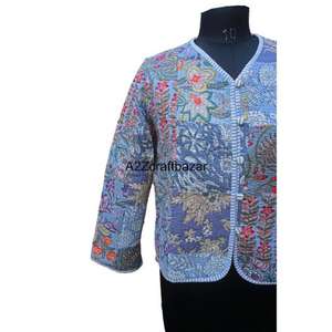 Manteau traditionnel fait main, veste vintage Kantha, design en coton Kantha, kimono, vêtements de plage pour femmes - Product Image 2