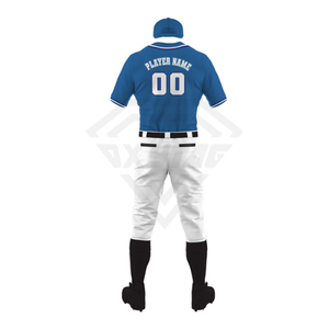 Uniformes de Béisbol Sublimados Personalizados, Jersey Azul con Botones, Pantalones Blancos, Ropa Deportiva para Hombre, Fabricante de Ropa Atlética - Product Image 3