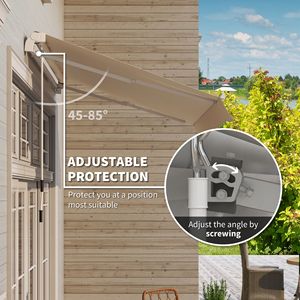 Tenda Parasole Retrattile Manuale 8FT X 10FT per Patio con Manovella Facile e Protezione UV Beige - Product Image 4