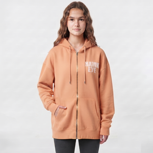 Sweat à capuche zippé pour femme, 100% coton, coupe lourde, épaules tombantes, style streetwear décontracté, fabrication sous marque privée - Product Image 3