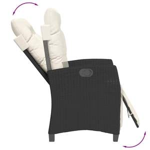 Juego de Comedor de Jardín de Ratán PE Negro con Reposapiés Ajustable - Product Image 4