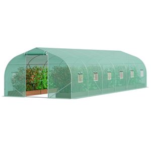 Porta con cerniera per Tunnel in acciaio zincato da 29,5x9,8x6,6 piedi 12 finestre con coperchio in PE verde avvolgitore per esterno caldo - Product Image 1