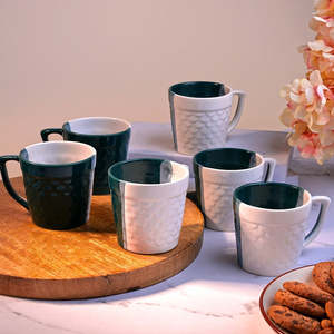 ชุดถ้วยชาเซรามิคลายเกล็ดปลาทะเลและไข่มุก 6 ใบ - Product Image 5