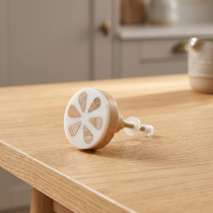 Modern Wood Cabinet <b>Knob</b> <b>White</b> Resin Inlay Scandinavian Style Kitchen Bathroom Drawer <b>Door</b> Handle Eco-Friendly Easy Installation - Product Image 1